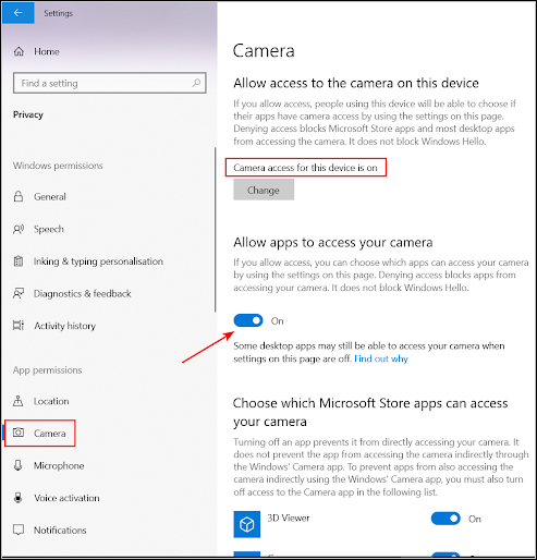 How to enable Camera access